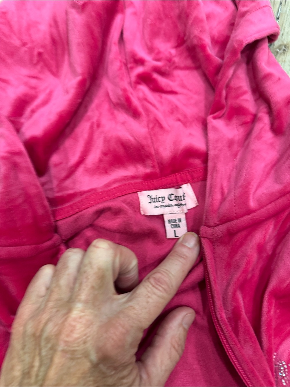 Y2K Juicy Women's Pink Velour Zip Hoodie & Wide-Leg Pants Set - Picture 7 of 9